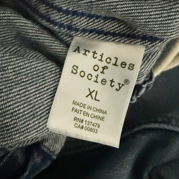 ARTICLES OF SOCIETY | Denim Look Slouchy Drawstring Pants Medium Wash | SIze XL - Picture 6 of 8